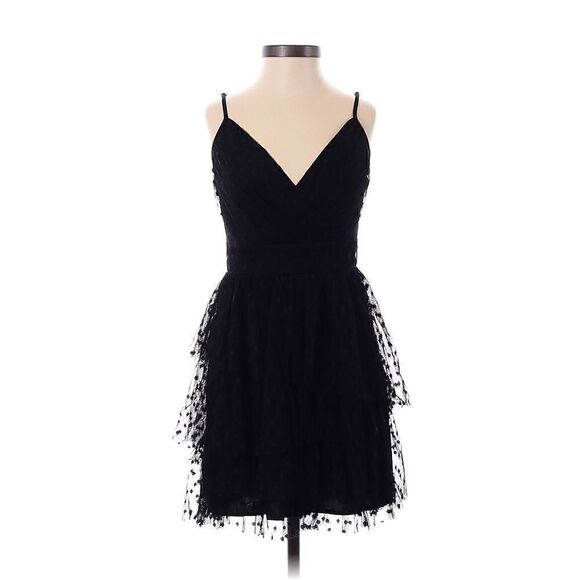 Abercrombie & Fitch Womens Tiered Swiss Dot Tulle Dress XS Wednesday Goth Grunge - Picture 1 of 3